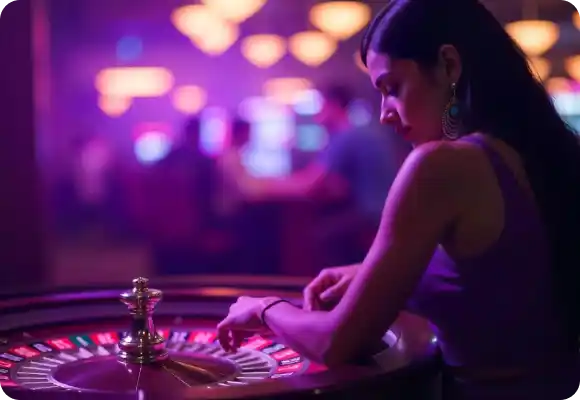 Woman playing roulette