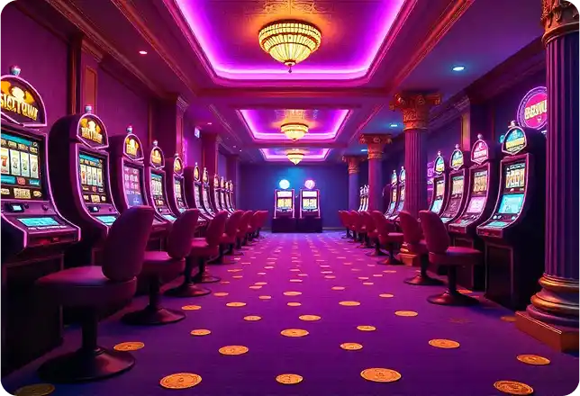 Casino interior with slot machines